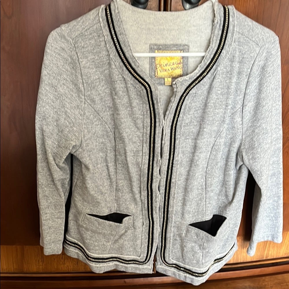 Princess Vera Wang Gray jacket  with Black chain Trim